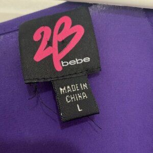 BEBE indigo purple crop top stitching L